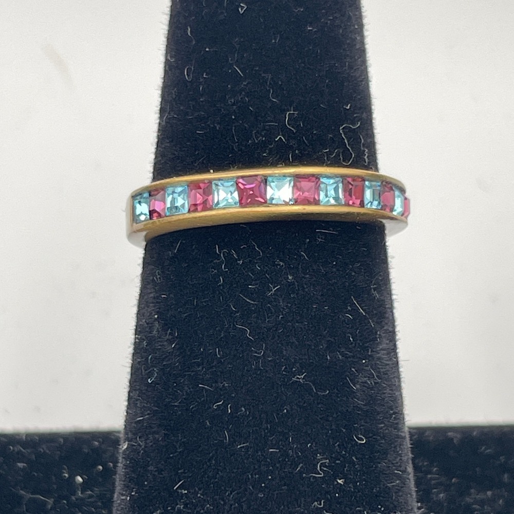 Heidi Daus Bronzetone Metal Women Size 7 Multi-Color Crystal Stackable Ring Set - Picture 4 of 9